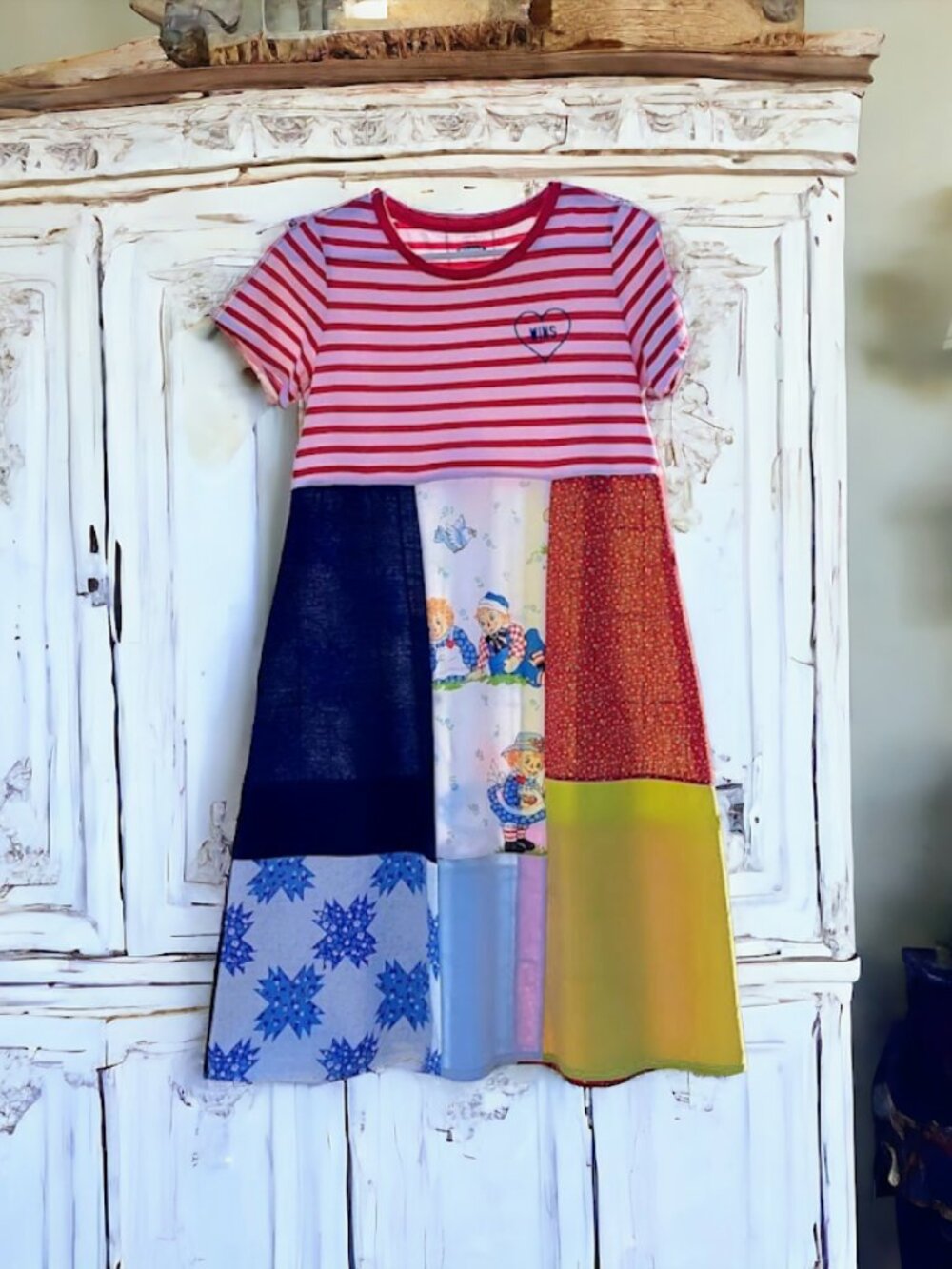 Upcycled Love Wins Raggedy Ann Patchwork Dress S